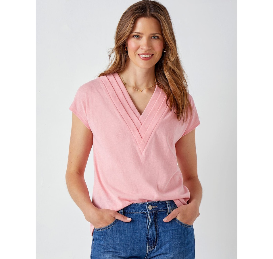 Image 505177_PNK.jpg, Product 505-177 / Price $24.88, Charlie Paige Elevated Deep V-Tee from Charlie Paige on TSC.ca's Fashion department