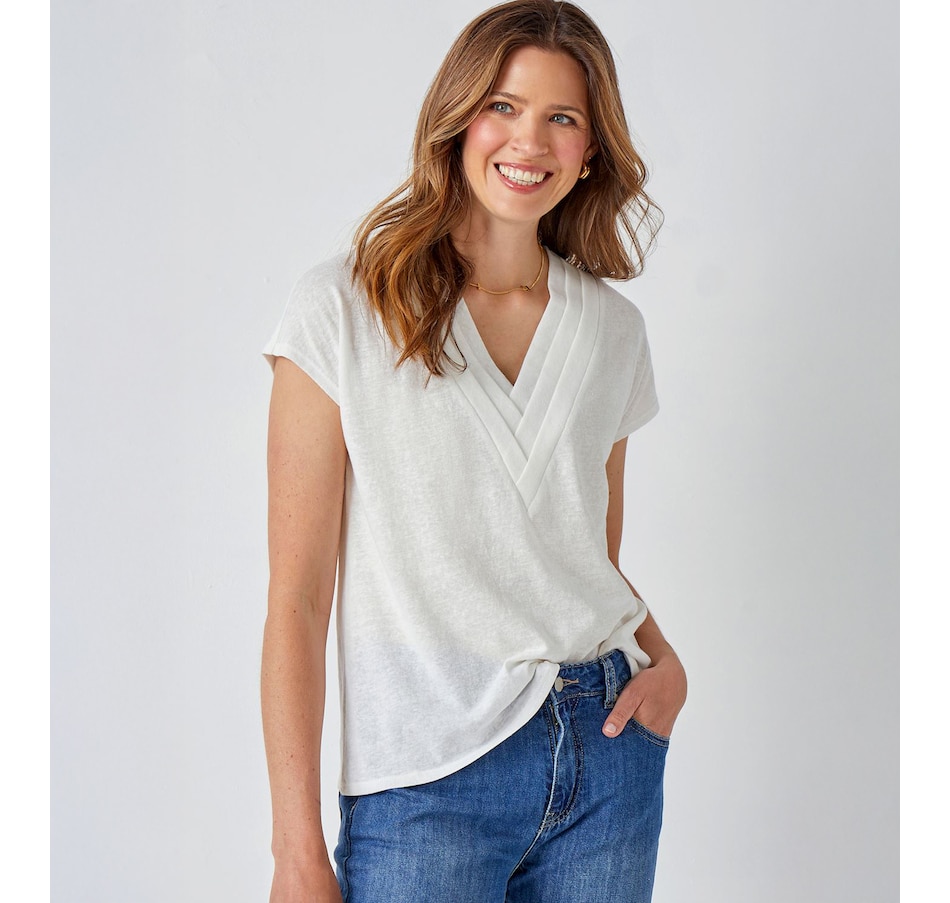 Image 505177_WHT.jpg, Product 505-177 / Price $24.88, Charlie Paige Elevated Deep V-Tee from Charlie Paige on TSC.ca's Fashion department