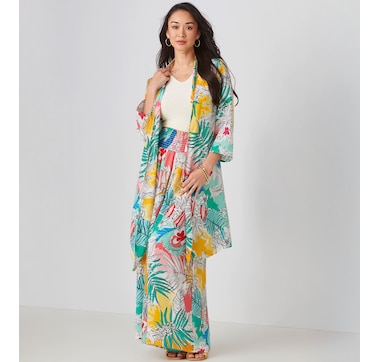 Charlie Paige Belted Tropical Print Kimono