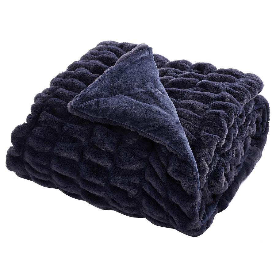 Image 505304_NVY.jpg, Product 505-304 / Price $158.00, Guillaume Faux Fur 56" x 70" Ruched Throw from Guillaume on TSC.ca's Home & Garden department