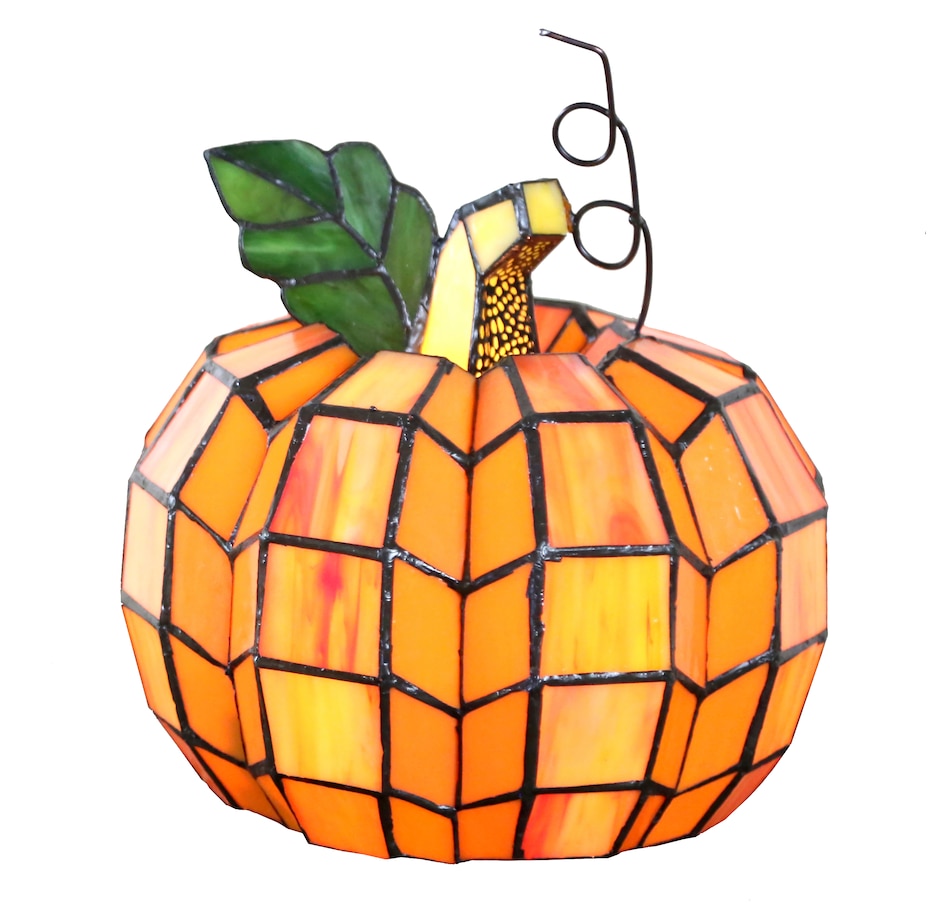 Image 505823.jpg, Product 505-823 / Price $149.99, Tiffany Style 9"H Pumpkin Stained Glass Accent Lamp from Tiffany Style Lighting on TSC.ca's Home & Garden department