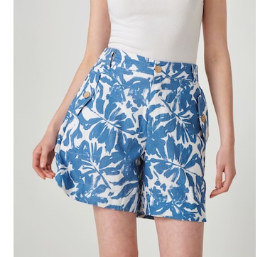 Charlie Paige Linen Blend Printed Short