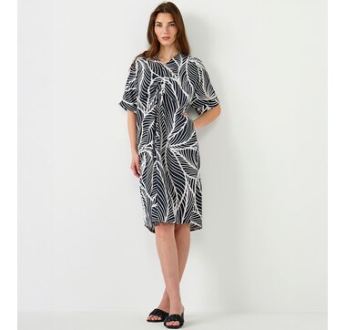 Charlie Paige Twisted Front Flax Cotton Dress