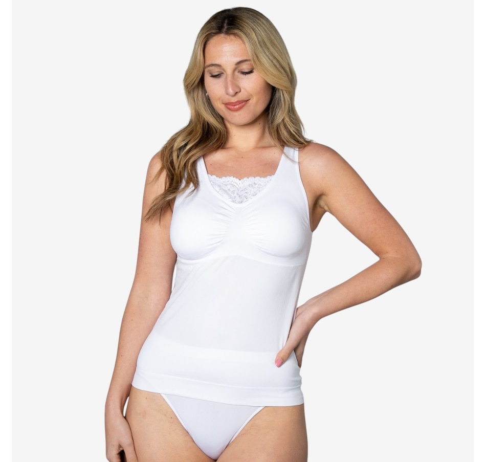 Image 514924_WHT.jpg, Product 514-924 / Price $34.88, Rhonda Shear Seamless Tank with Lace Inset from Rhonda Shear Shapewear on TSC.ca's Fashion department