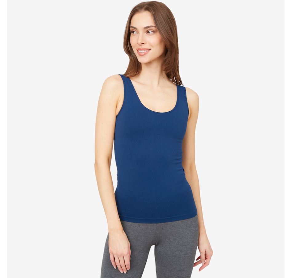 Image 514935_NVY.jpg, Product 514-935 / Price $19.88, Rhonda Shear Seamless Shaping Tank with Shelf Bra from Rhonda Shear Shapewear on TSC.ca's Fashion department