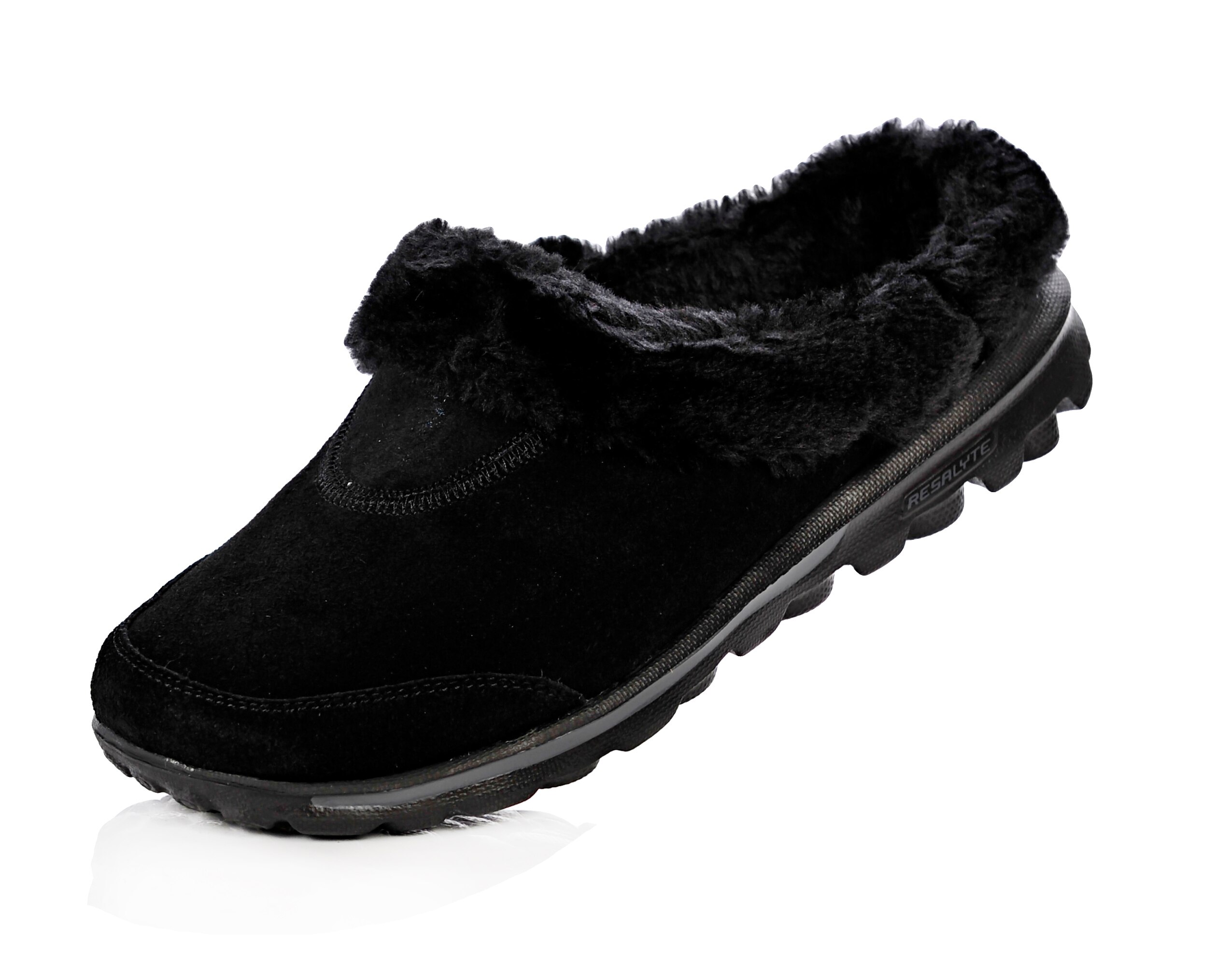 skechers go walk suede faux fur shoes