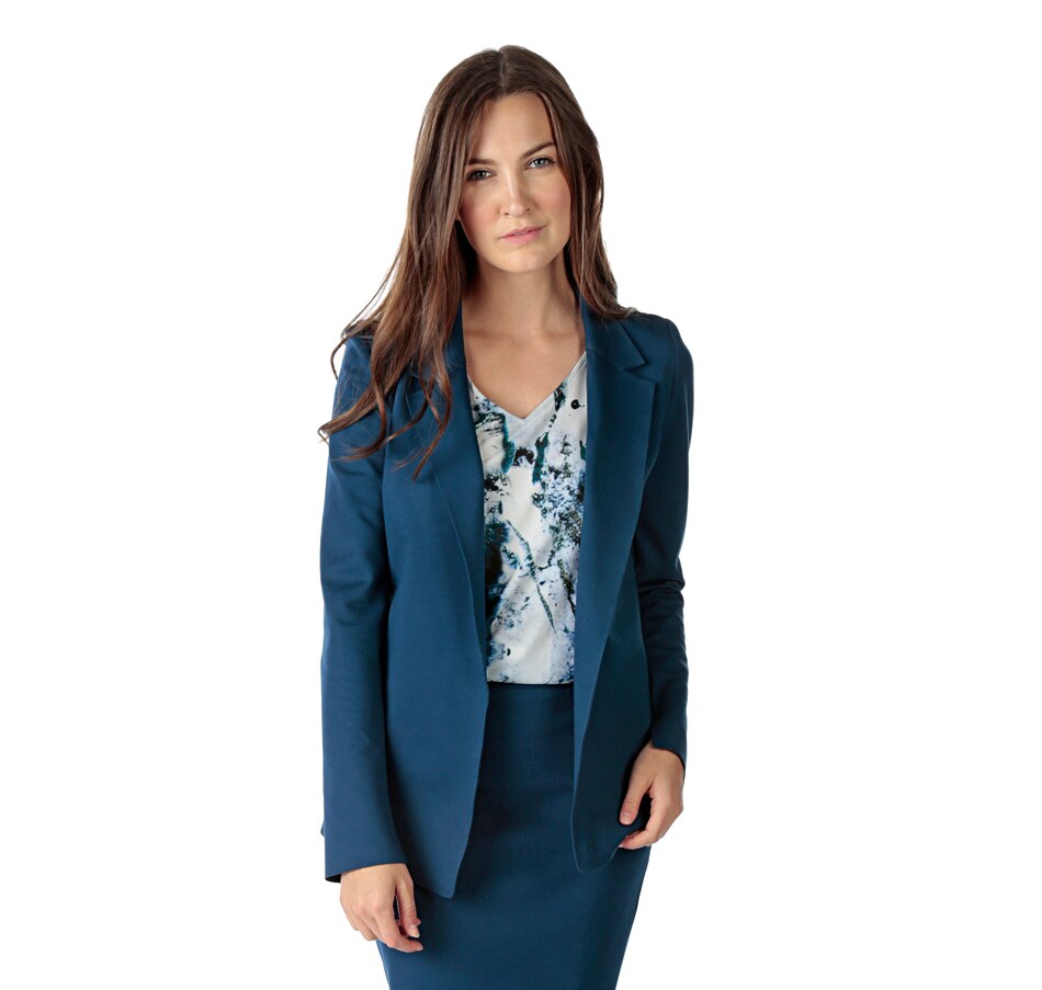 Image 519750_TLE.jpg , Product 519-750 / Price $96.33 , Tracy Moore Designed by Freda's Raw Edge Long Sleeve Blazer from Tracy Moore Designed by Freda's on TSC.ca's Fashion department