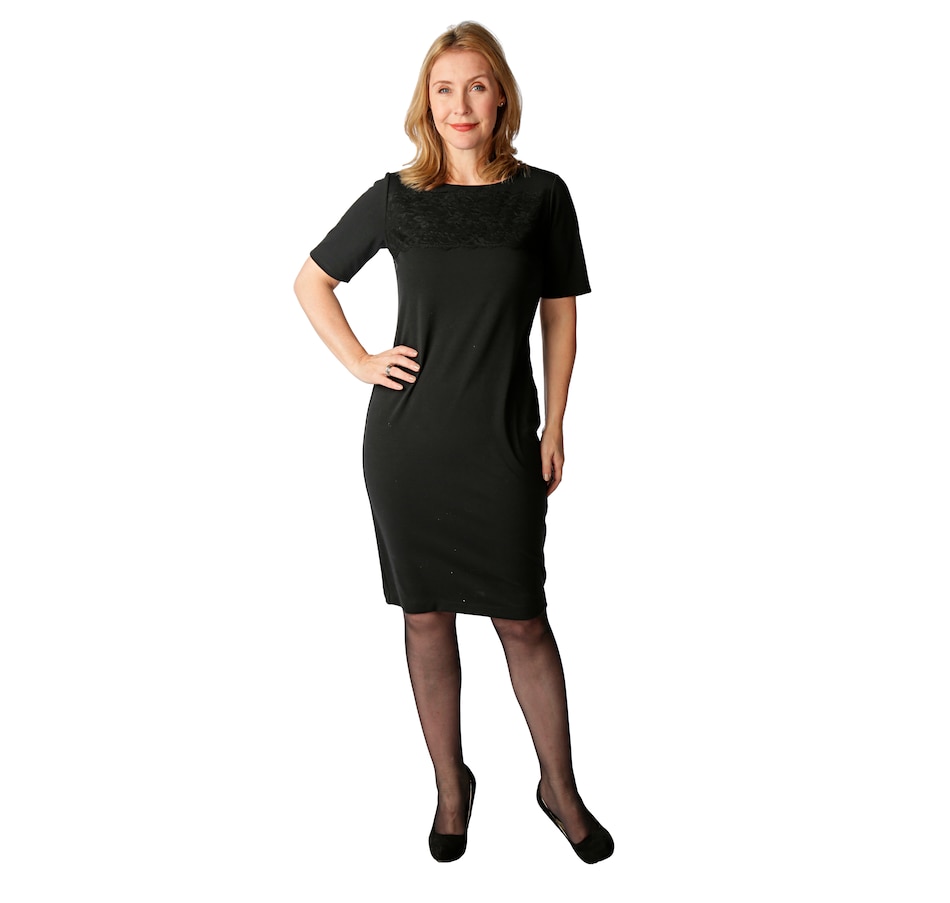 Image 520844_BLK.jpg , Product 520-844 / Price $44.33 , Joan Rivers Classics Collection Classic Little Black Dress with Lace Detail from Joan Rivers Fashion on TSC.ca's Fashion department