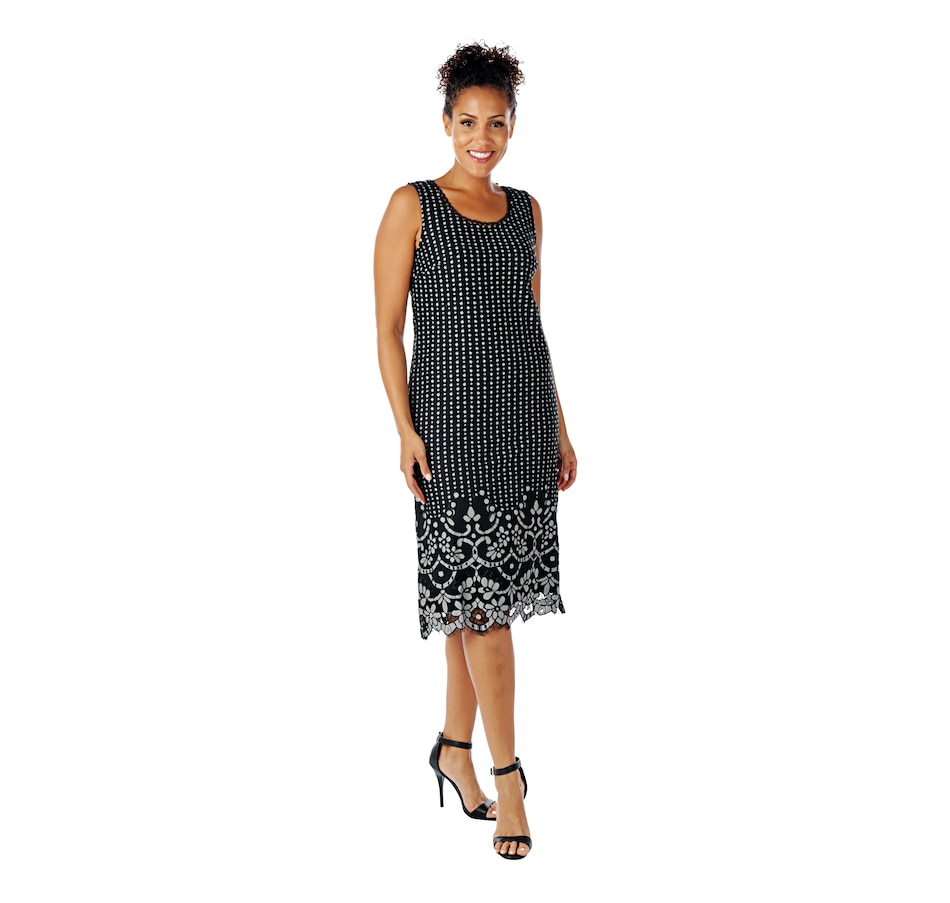 Image 523539_BLK.jpg , Product 523-539 / Price $29.33 , Isaac Mizrahi Live! Engineered Bicolor Lace Midi Dress from Isaac Mizrahi Fashion on TSC.ca's Fashion department