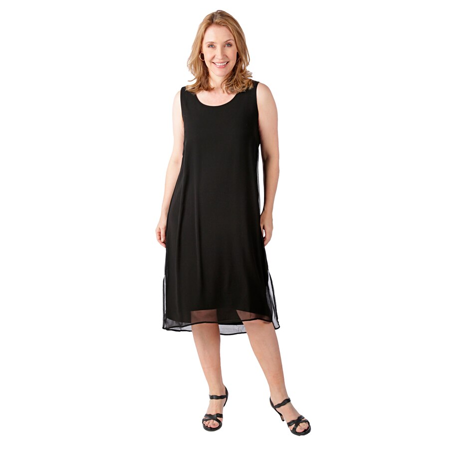 Image 523846_BLK.jpg , Product 523-846 / Price $39.33 , Joan Rivers Sleeveless Knit Dress with Chiffon Overlay from Joan Rivers Fashion on TSC.ca's Fashion department