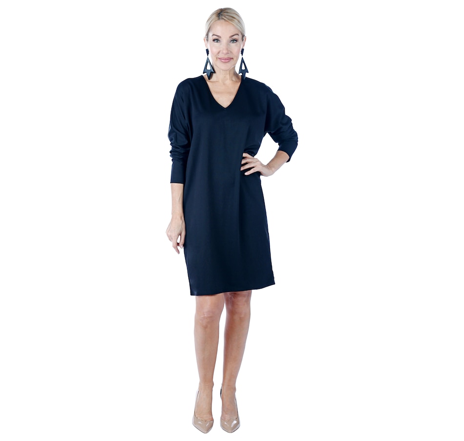 tsc.ca - N Natori Printed Double Knit Dress with Solid Combo Sleeves