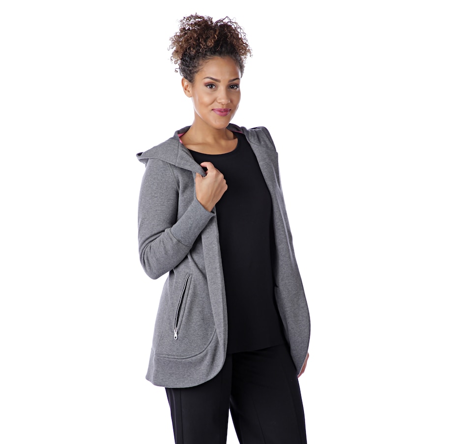 Image 526524_HGY.jpg , Product 526-524 / Price $51.88 , Isaac Mizrahi Live! Soho Open Front Cocoon Hoodie from Isaac Mizrahi Live! on TSC.ca's Fashion department