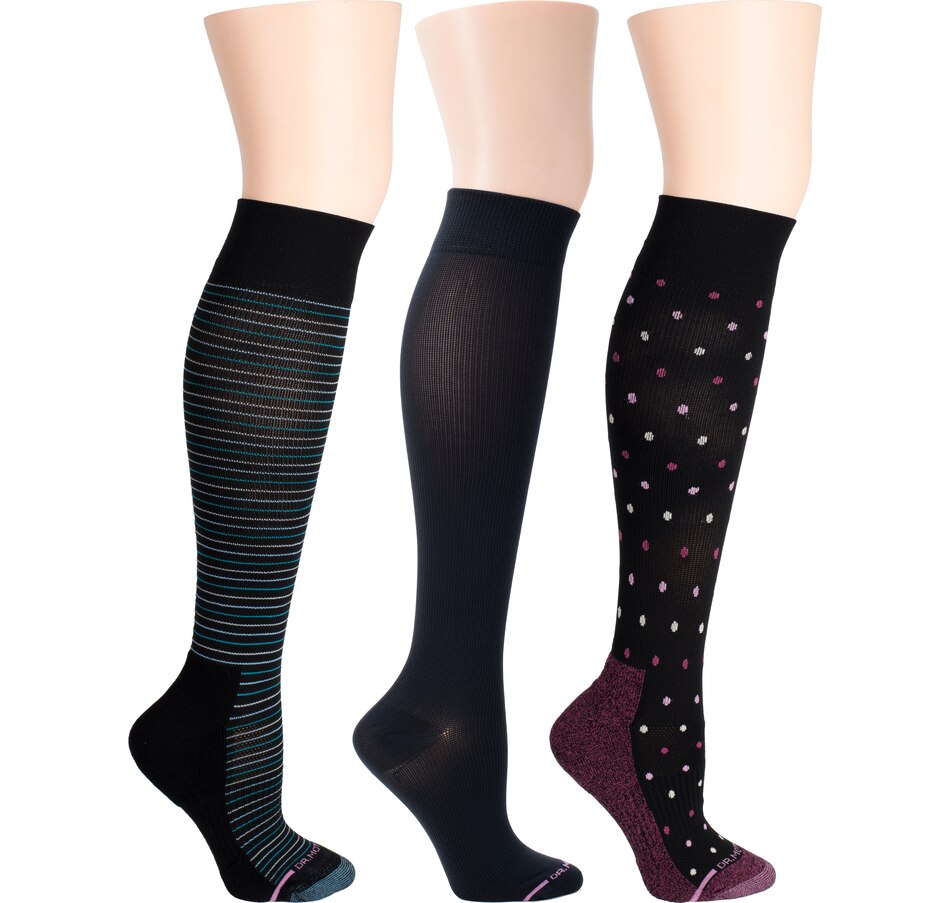 Image 526698.jpg, Product 526-698 / Price $62.97, Dr. Motion Stripe, Dots & Solid Half-Cushion Knee-High Women's Compression Socks 3-Pack from Dr. Motion on TSC.ca's Health & Fitness department