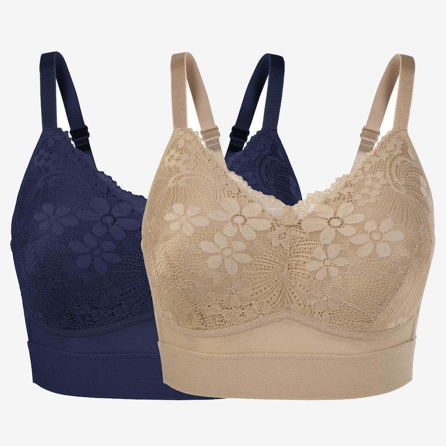Image 526768_BNAVY.jpg, Product 526-768 / Price $19.33, Rhonda Shear Molded Cup Bra with Lace Overlay (2-pack) from Rhonda Shear Shapewear on TSC.ca's Fashion department
