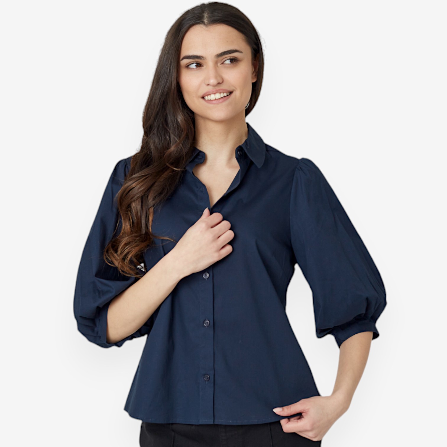 Isaac Mizrahi Cotton Poplin Peasant Sleeve Shirt - TSC.ca