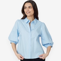 Isaac Mizrahi Cotton Poplin Peasant Sleeve Popover Shirt