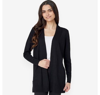 Isaac Mizrahi Long Fine Gauge Open Front Cardigan
