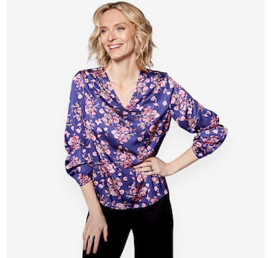Isaac Mizrahi Printed Satin Blouse