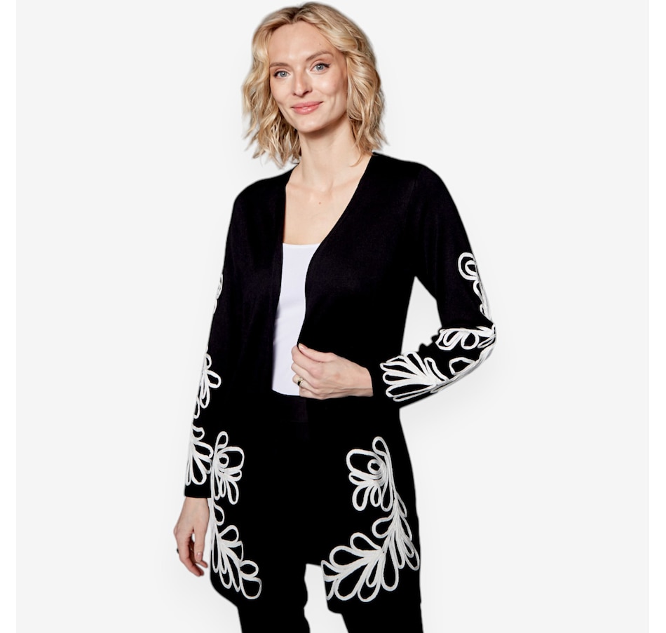 Image 526793_BLK.jpg, Product 526-793 / Price $79.33, Isaac Mizrahi Soutache Cardigan from Isaac Mizrahi New York on TSC.ca's Fashion department