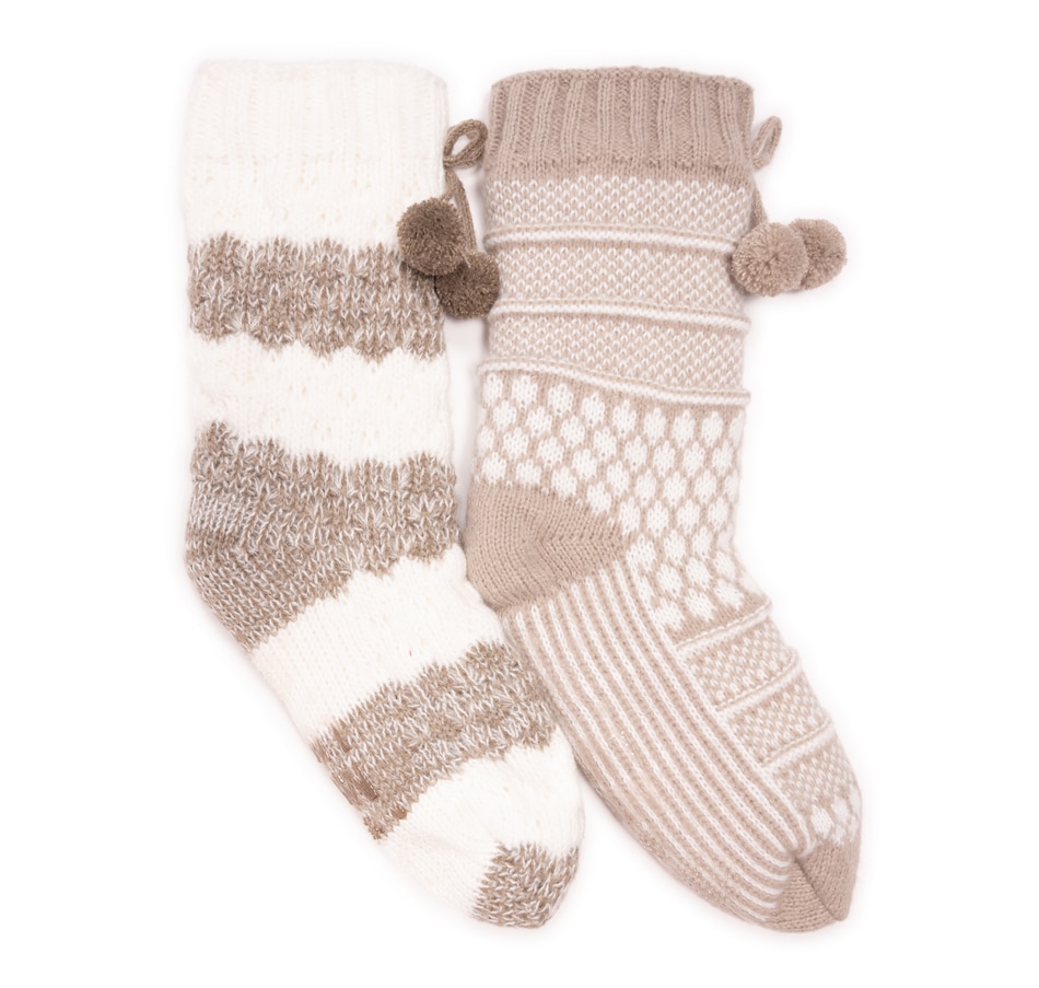 Image 526799_BGE.jpg, Product 526-799 / Price $9.33, Muk Luks Aloe Infused Textured Cabin Socks (2-pack) from Muk Luks on TSC.ca's Fashion department