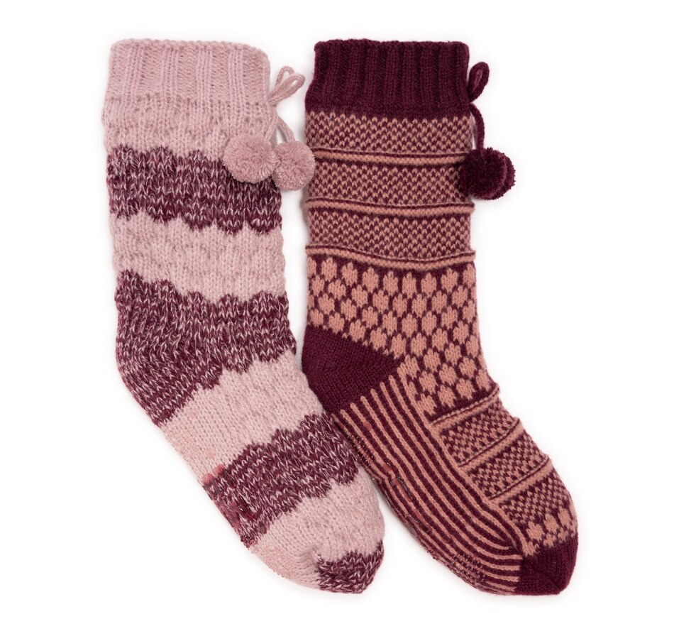 Image 526799_RSE.jpg, Product 526-799 / Price $9.33, Muk Luks Aloe Infused Textured Cabin Socks (2-pack) from Muk Luks on TSC.ca's Fashion department
