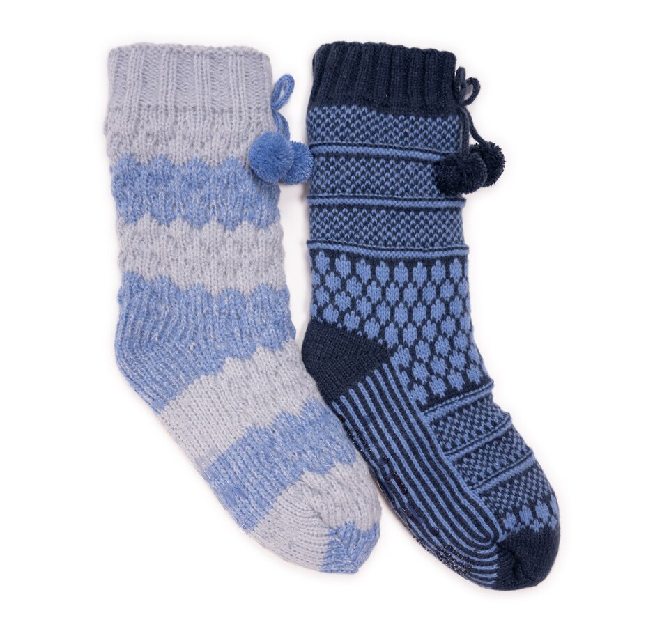 Image 526799_SLAT.jpg, Product 526-799 / Price $9.33, Muk Luks Aloe Infused Textured Cabin Socks (2-pack) from Muk Luks on TSC.ca's Fashion department