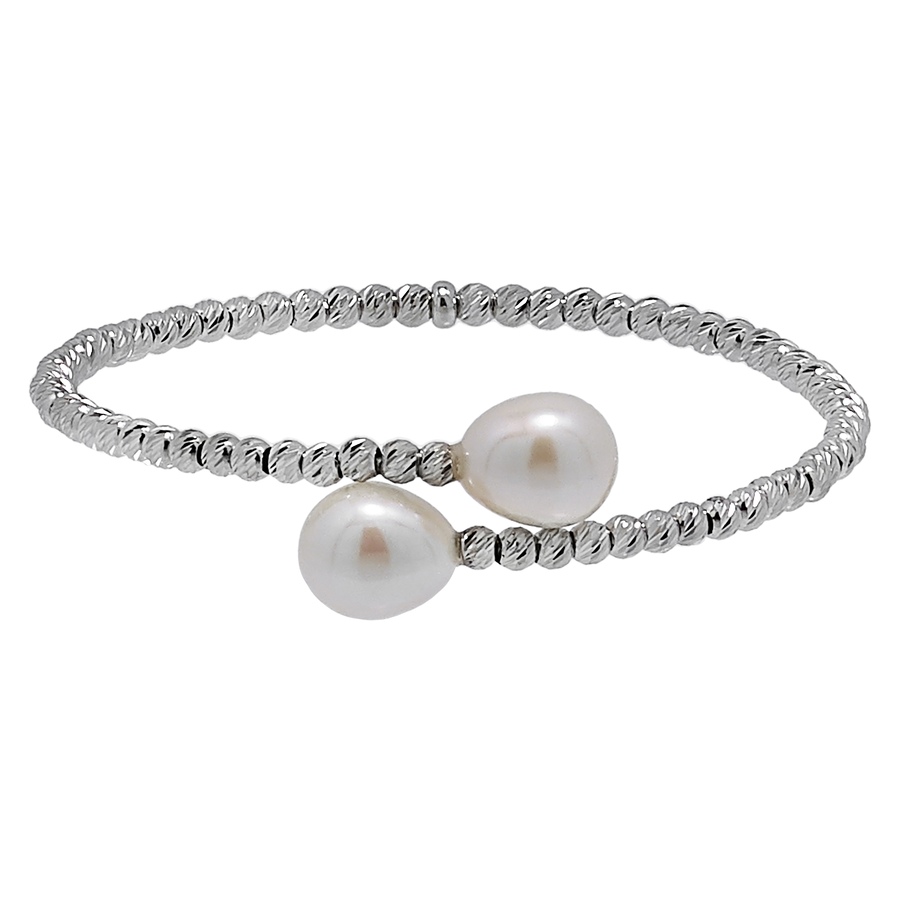 Image 527323_WHT.jpg, Product 527-323 / Price $75.88, Imperial Pearls Sterling Silver 9-9.5 mm Cultured Freshwater Pearl & Brilliance Bead Bangle from Imperial Pearls on TSC.ca's Jewellery department