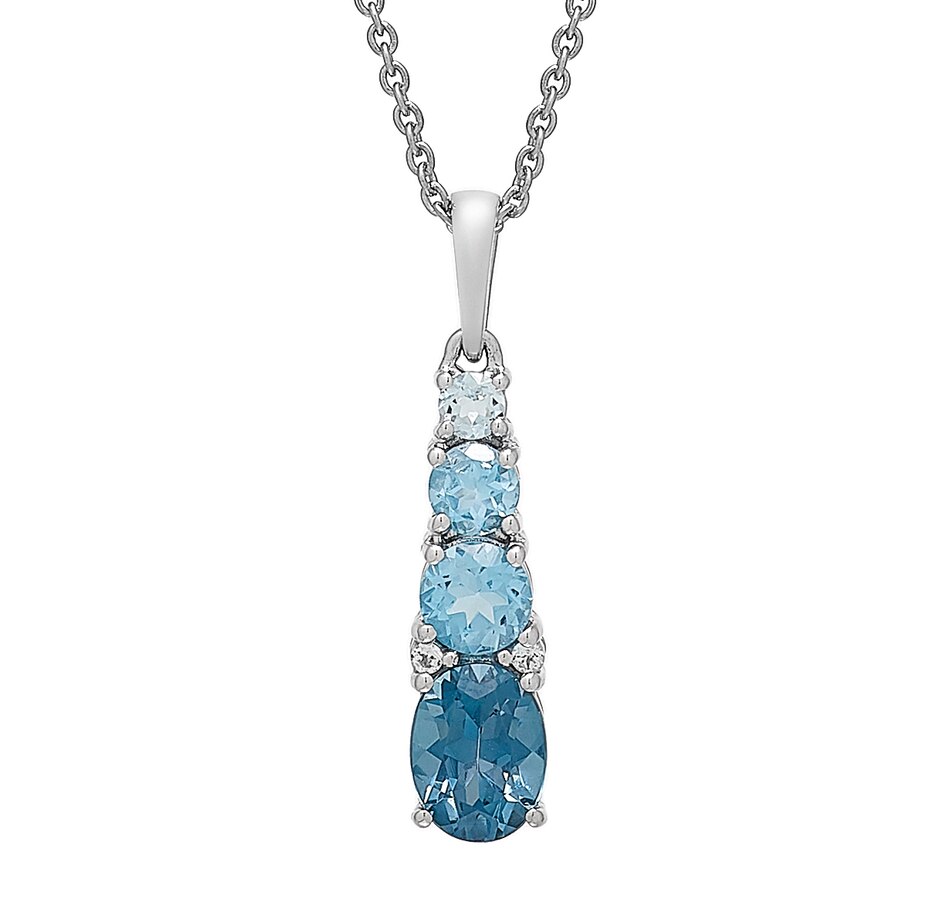 tsc.ca - GEMistry 14K White Gold Blue Topaz Pendant with Chain