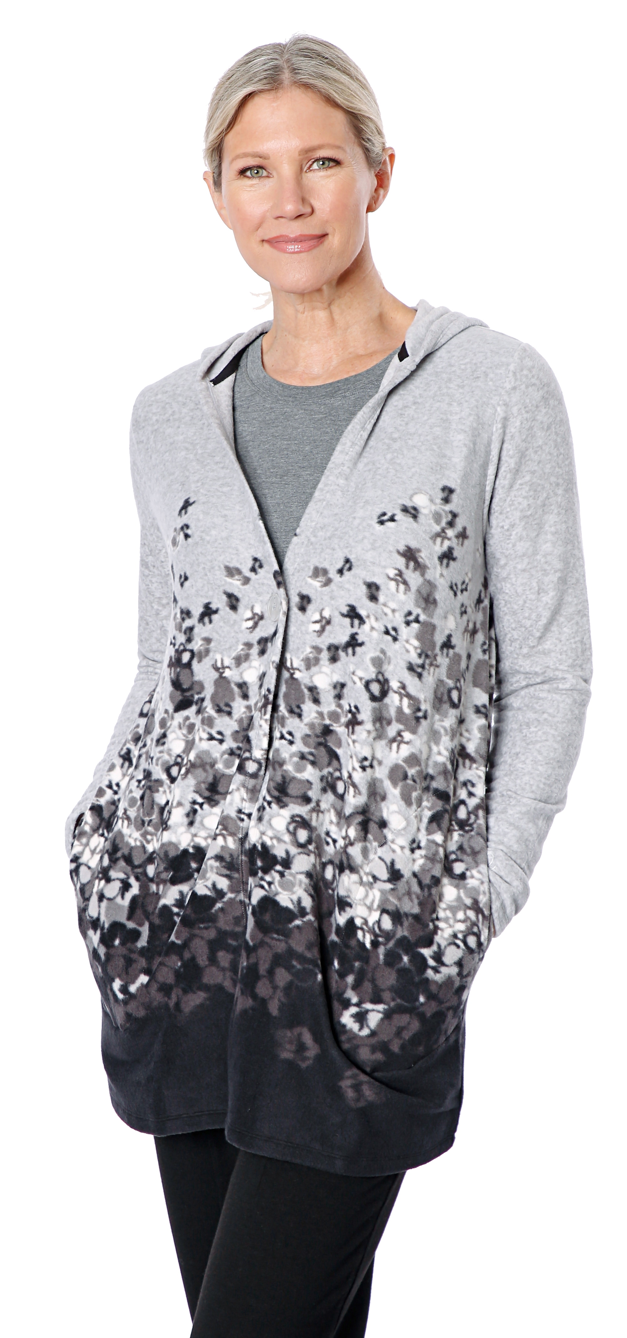 cuddl duds fleece hooded wrap cardigan