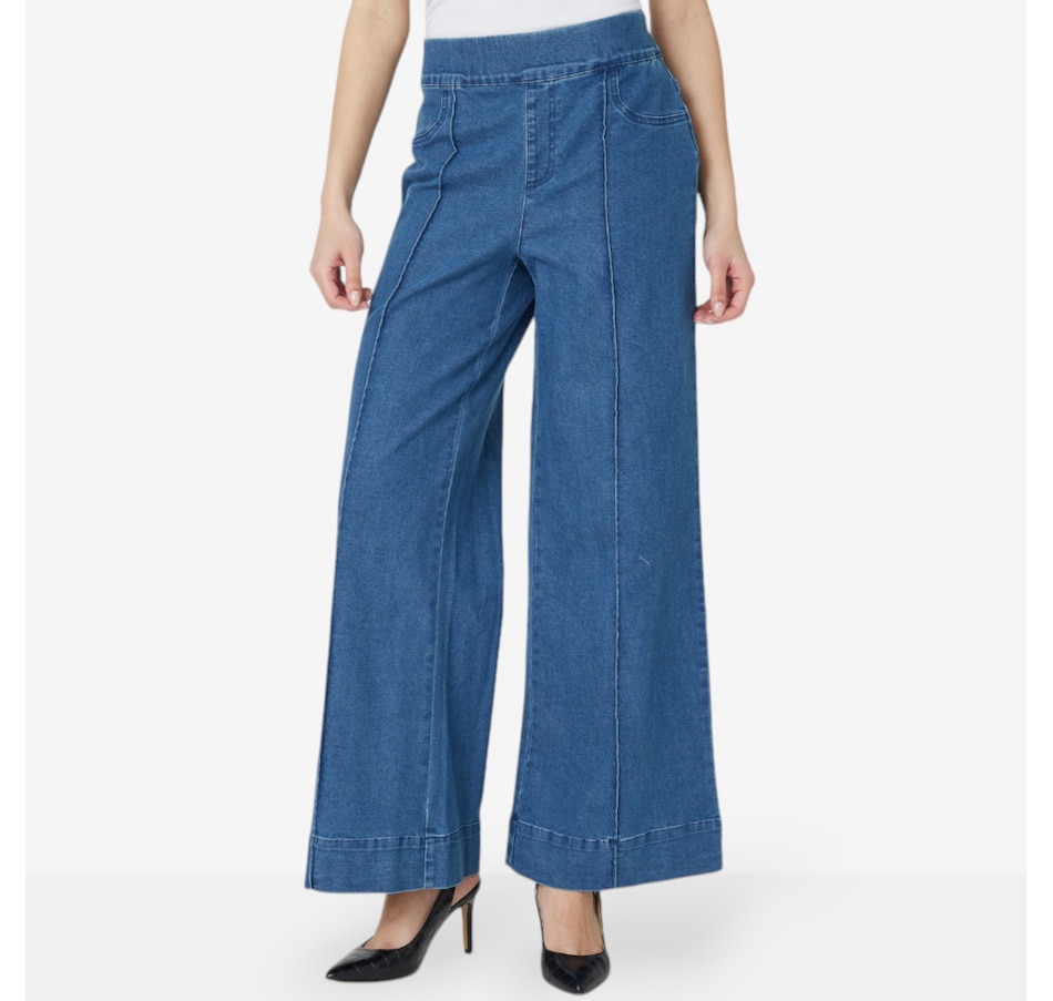 Image 528106_LTW.jpg, Product 528-106 / Price $24.33, Nina Leonard Pull-On Wide Leg Denim Pant from Nina Leonard on TSC.ca's Fashion department