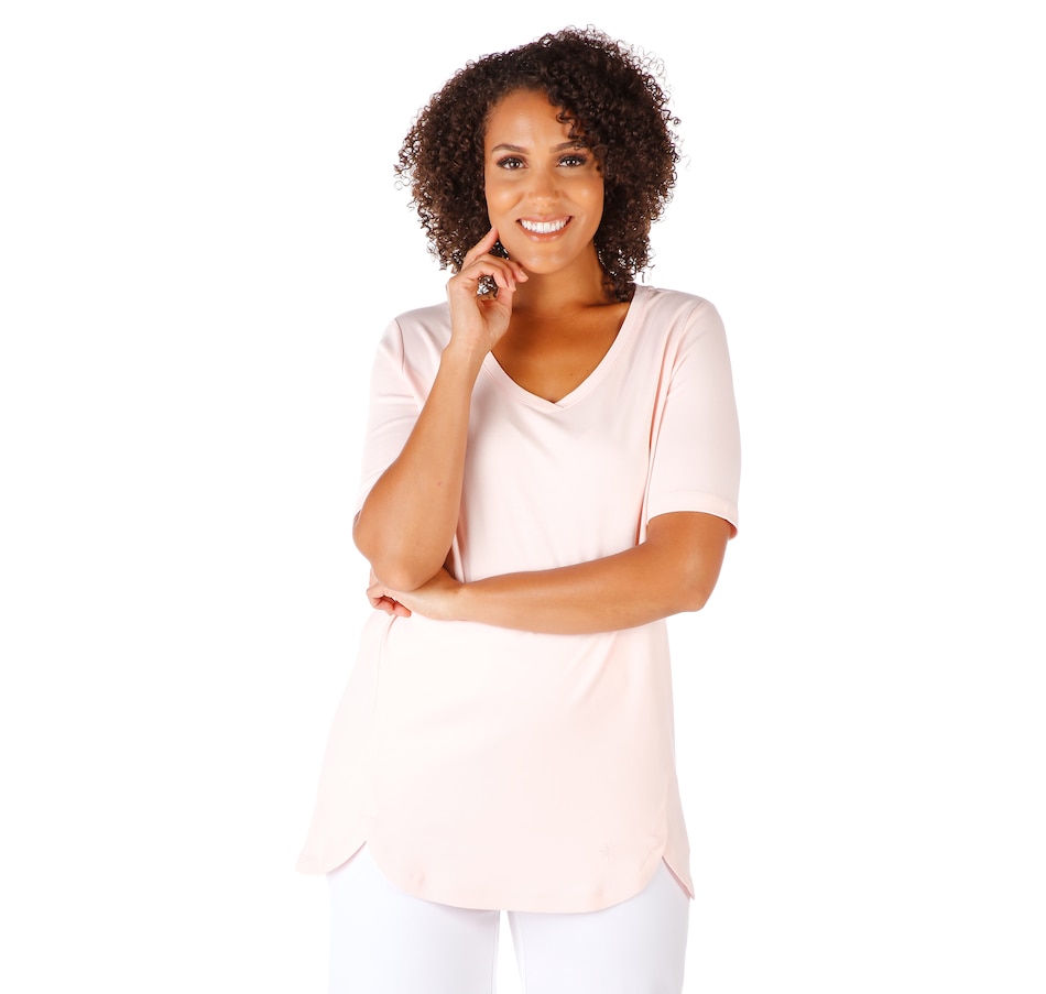 Image 528368_REWR.jpg, Product 528-368 / Price $14.33, Isaac Mizrahi Live! Essentials Tulip Hem Top on TSC.ca's Fashion department