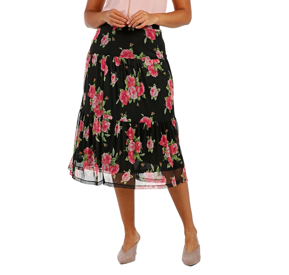 tsc.ca - Nina Leonard Printed Powermesh Tiered Skirt