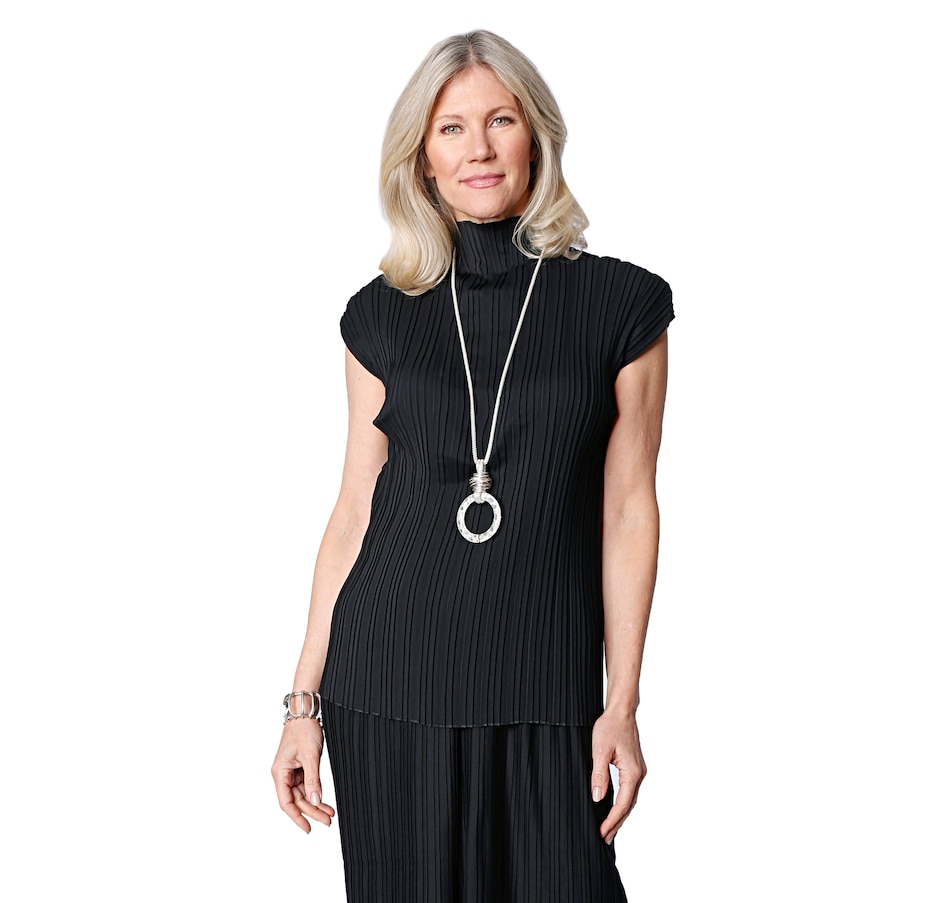 Image 528458_BLK.jpg, Product 528-458 / Price $21.33, MarlaWynne Pleated Mock Neck Sleeveless Top from Wynnelayers on TSC.ca's Clothing & Shoes department