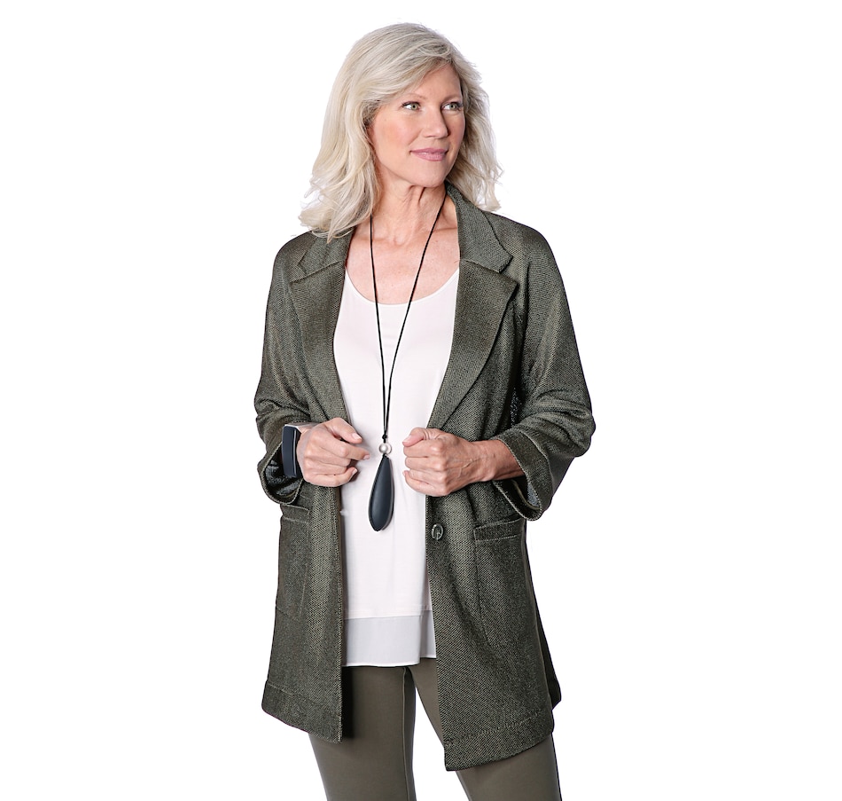 Image 528470_FER.jpg , Product 528-470 / Price $119.90 , WynneLayers Raglan Sleeve Mesh Blazer from WynneLayers on TSC.ca's Fashion department