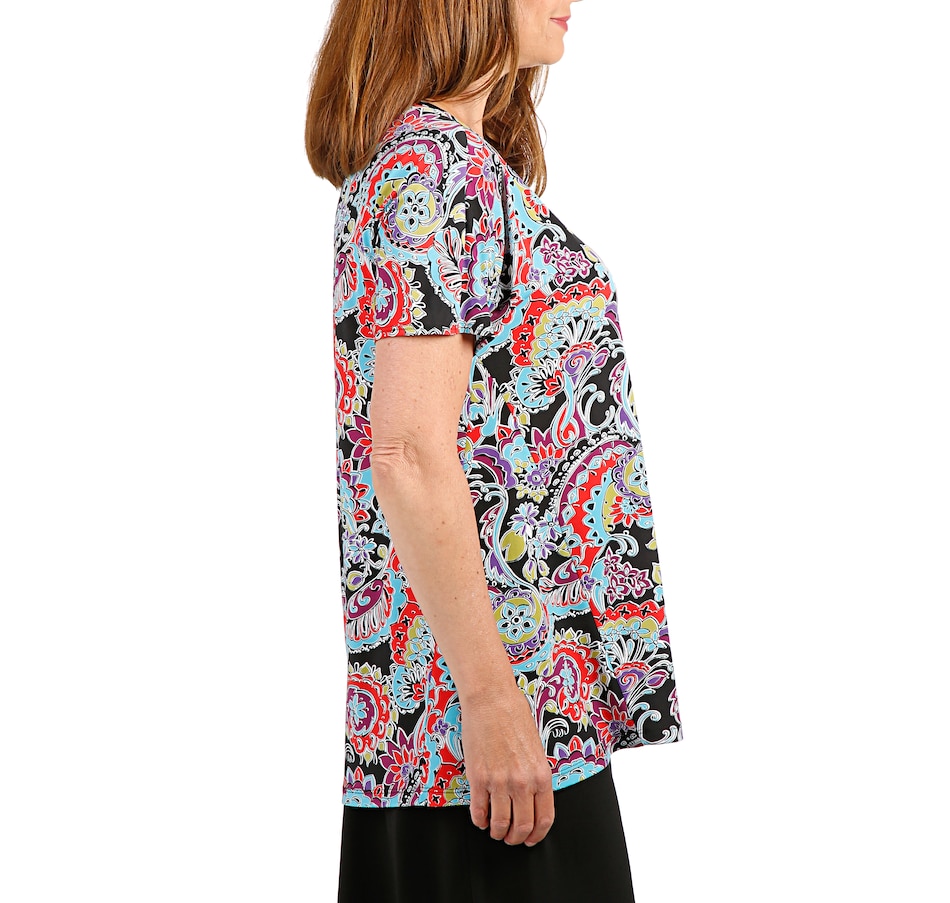 Image 528554_ALTMORE1.jpg, Product 528-554 / Price $9.33, Kim & Co. Brazil Knit Short Sleeve Hi-Low Tunic from Kim & Co. on TSC.ca's Fashion department