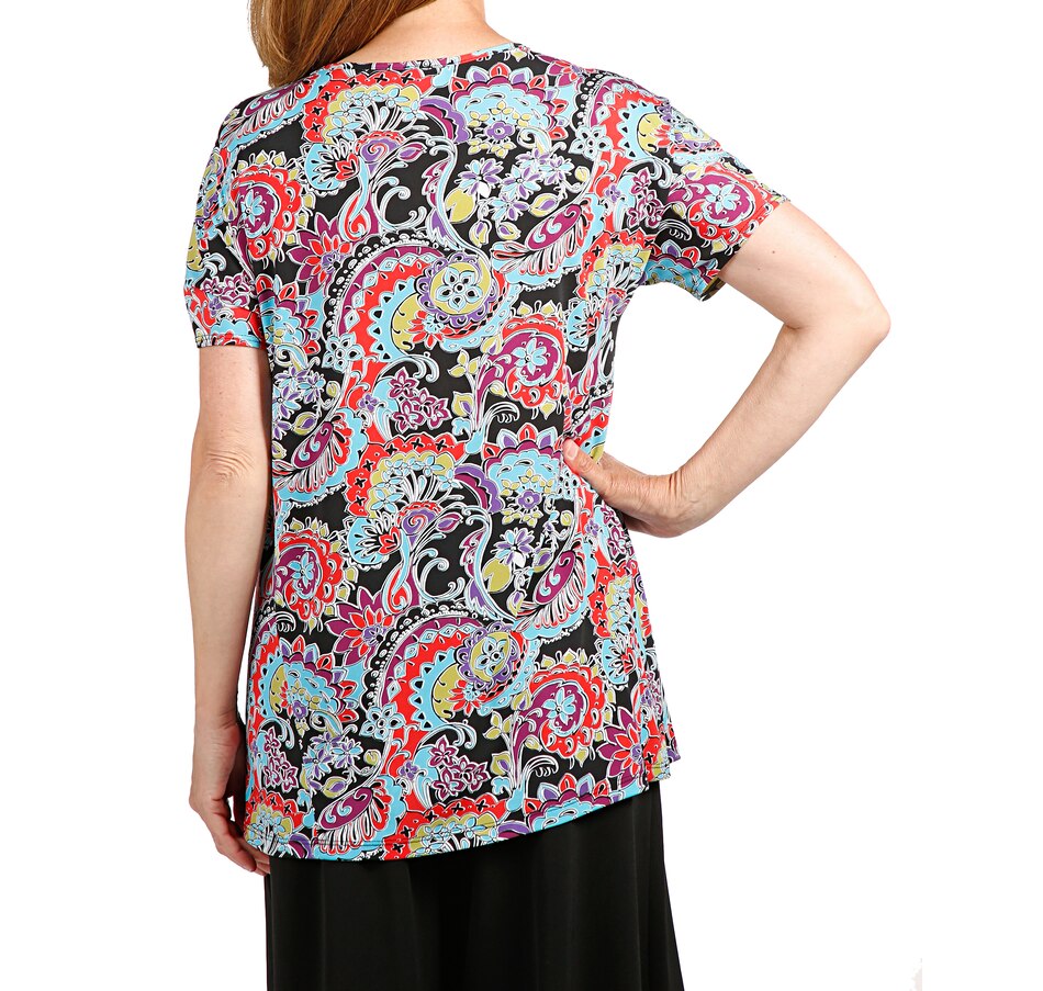 Image 528554_ALTMORE2.jpg, Product 528-554 / Price $9.33, Kim & Co. Brazil Knit Short Sleeve Hi-Low Tunic from Kim & Co. on TSC.ca's Fashion department