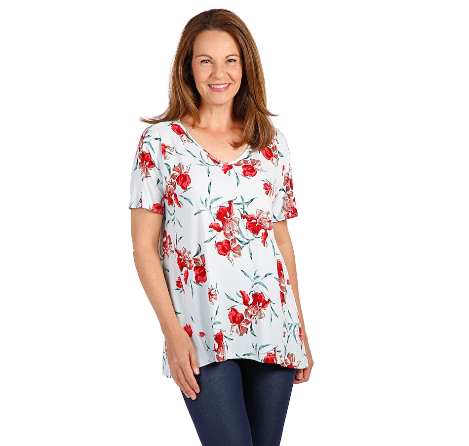 Image 528554_DCKEM.jpg, Product 528-554 / Price $9.33, Kim & Co. Brazil Knit Short Sleeve Hi-Low Tunic from Kim & Co. on TSC.ca's Fashion department