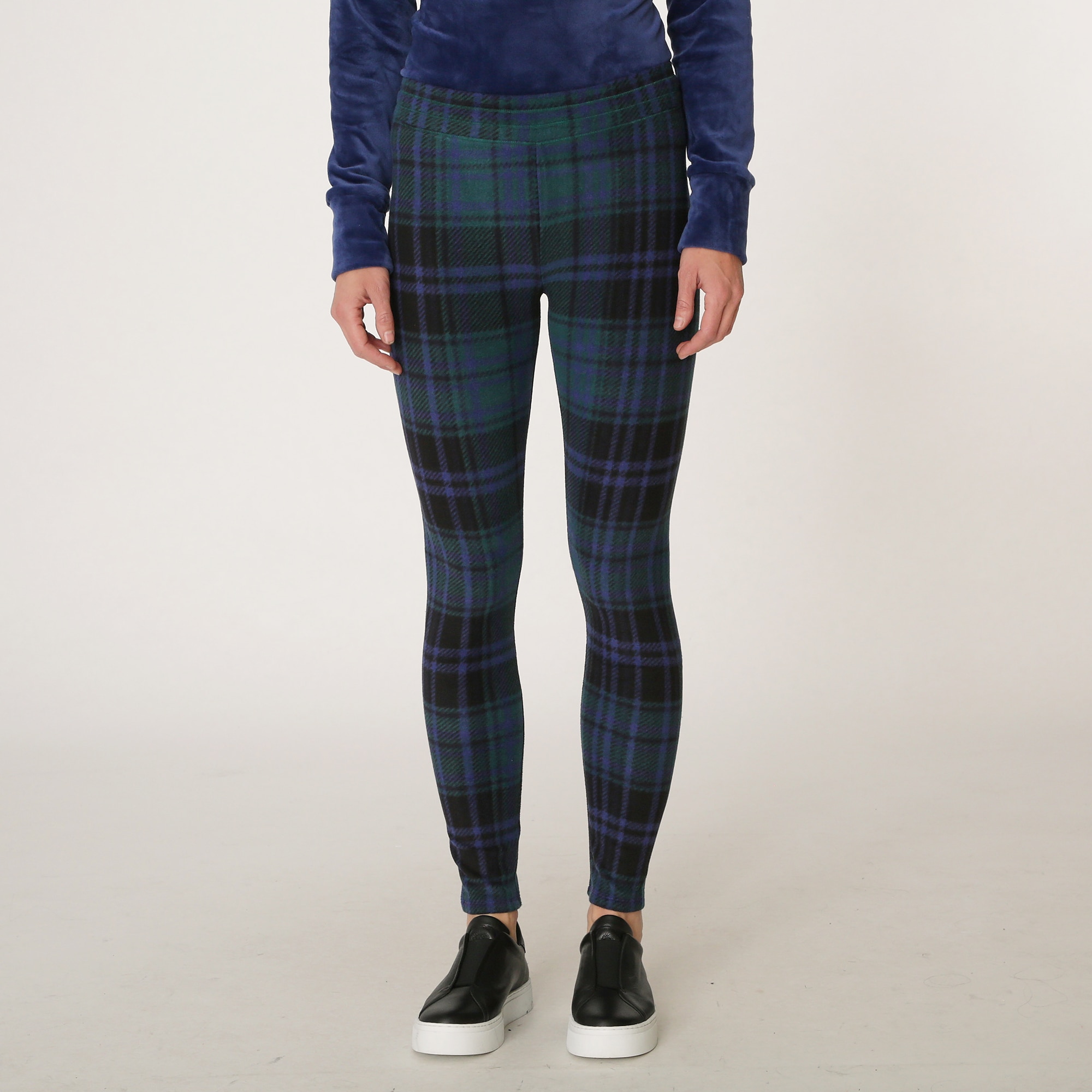 Navy blue outlet plaid leggings