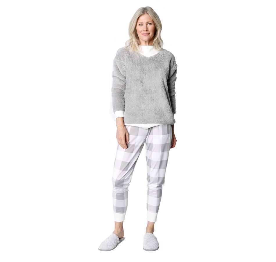 Image 528762_GRYBP.jpg , Product 528-762 / Price $49.88 , Cuddl Duds Sherpa Pullover & Jersey Jogger PJ Set from Cuddl Duds on TSC.ca's Fashion department