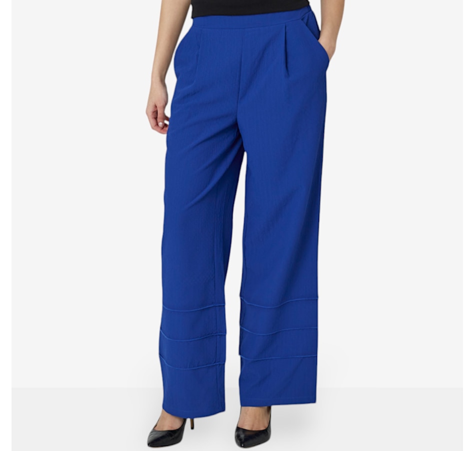 Nina Leonard Puckered Pant with Elastic Waist
