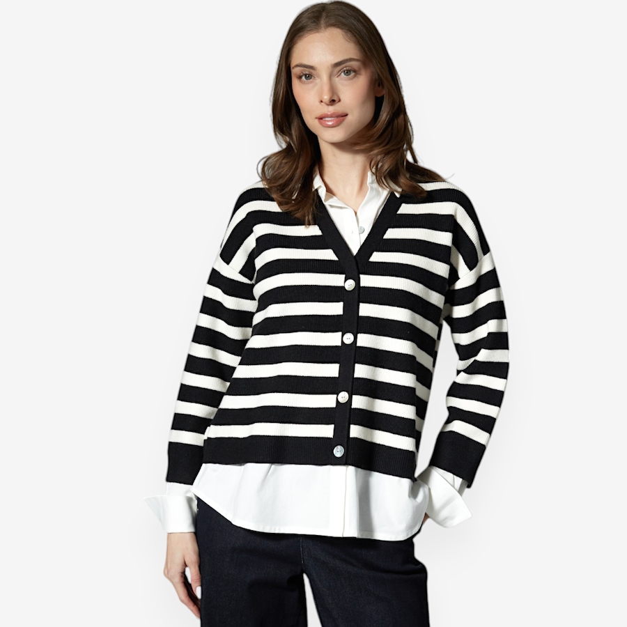 Image 528873_BLK.jpg, Product 528-873 / Price $31.33, Wynne Style Textured Stripe Cardigan from Wynnelayers on TSC.ca's Fashion department