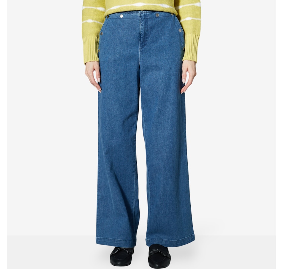 Wynne Style Knit Denim Wide Leg Sailor Pant
