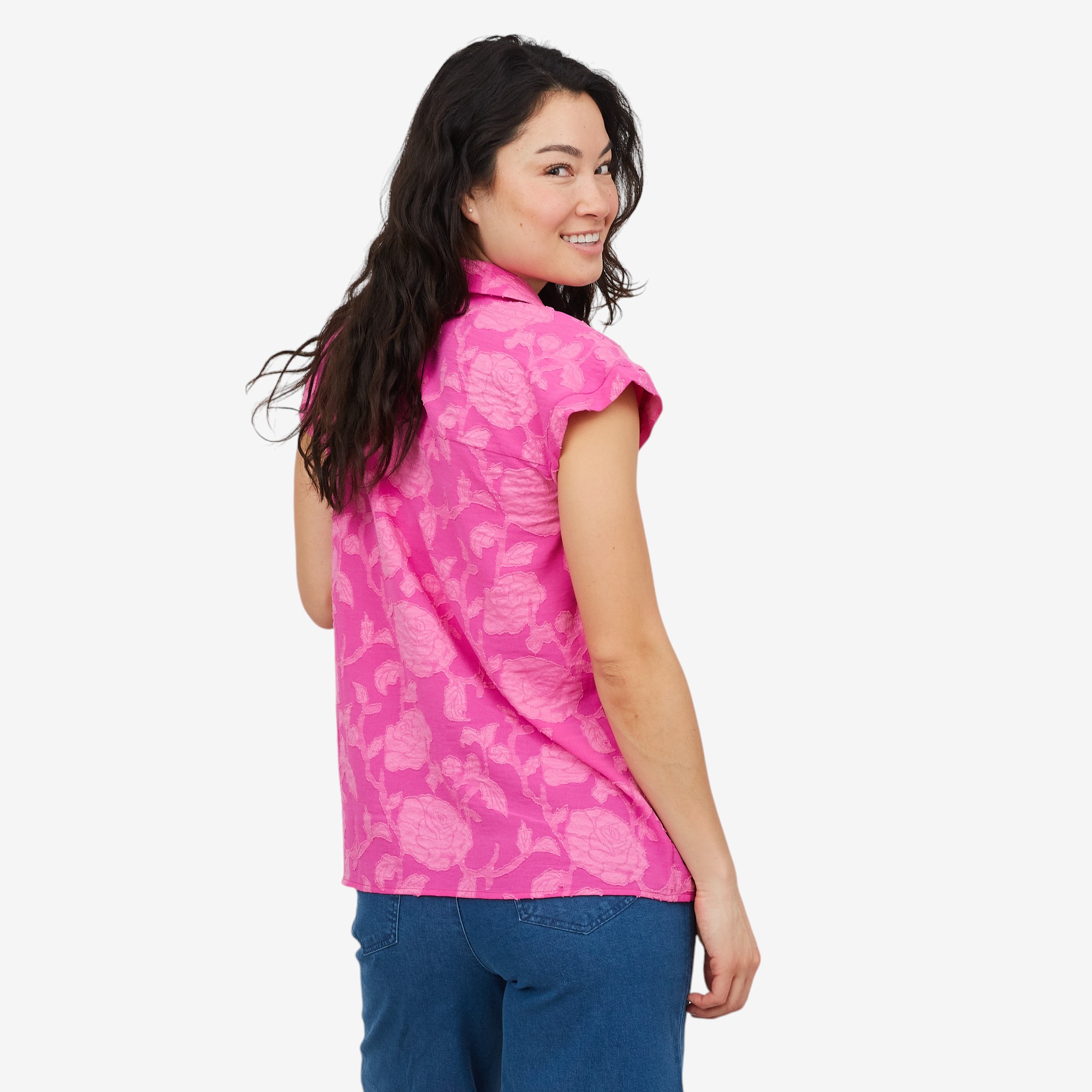 Nina Leonard Textured Wave Button Front Top - TSC.ca