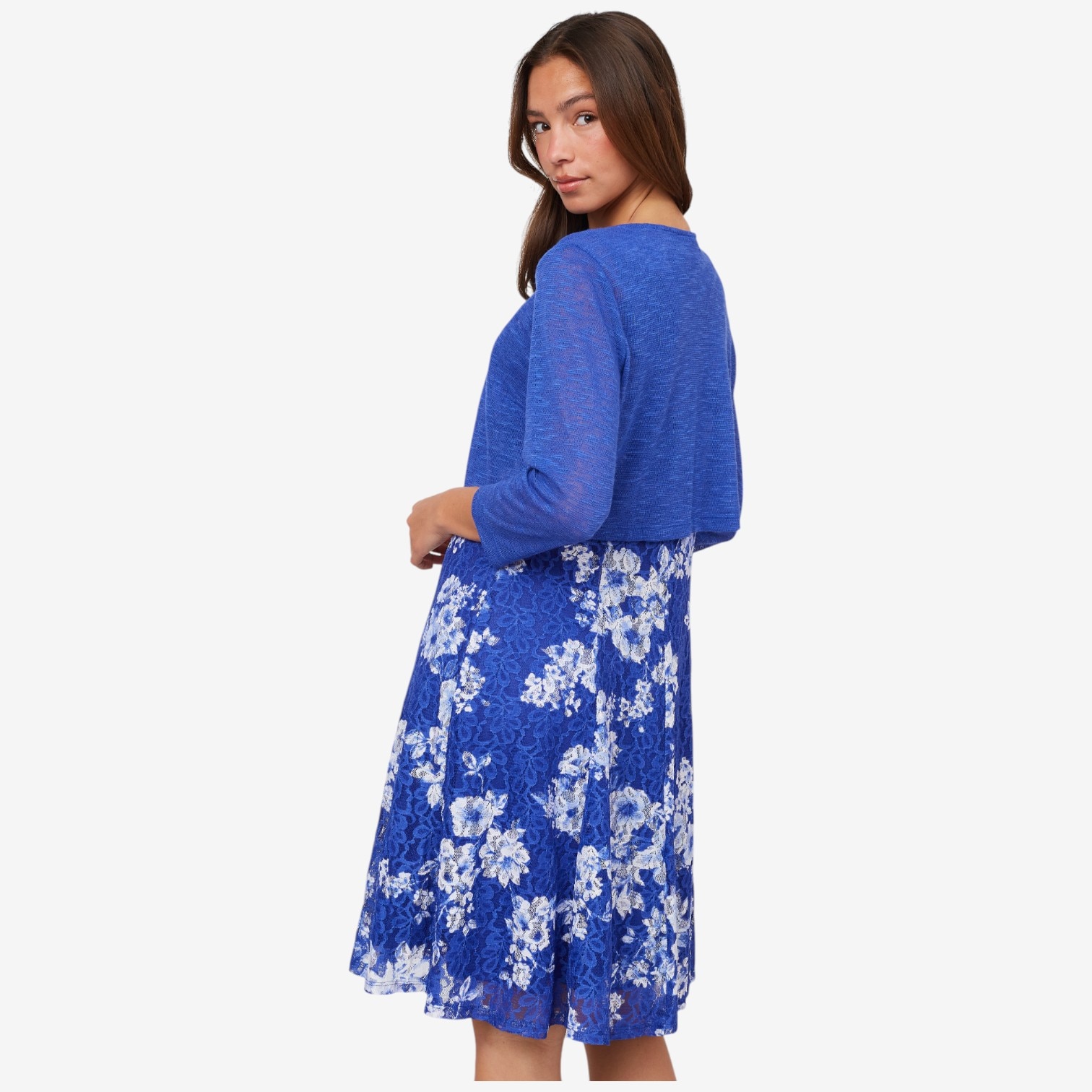 Nina Leonard 2-Piece Sleeveless Printed Lace A-Line Dress