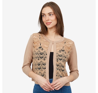 Nina Leonard 3/4 Sleeve Sweater Knit Bolero