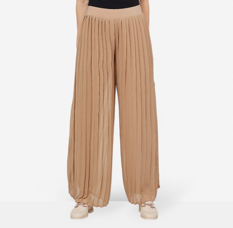Nina Leonard Pleated Chiffon Palazzo Pant - TSC.ca