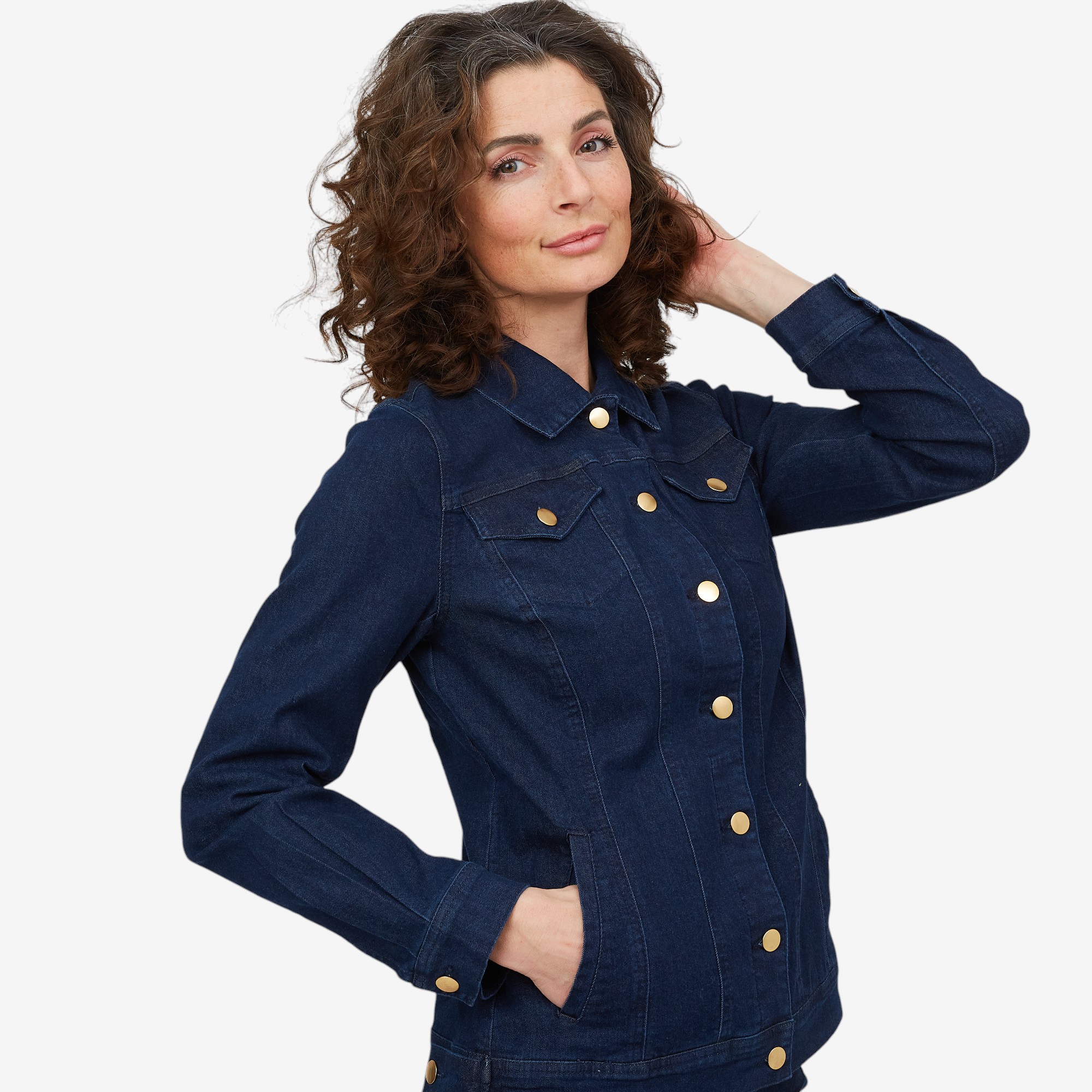 Nina Leonard Button-Up Stretch Denim Jacket - TSC.ca