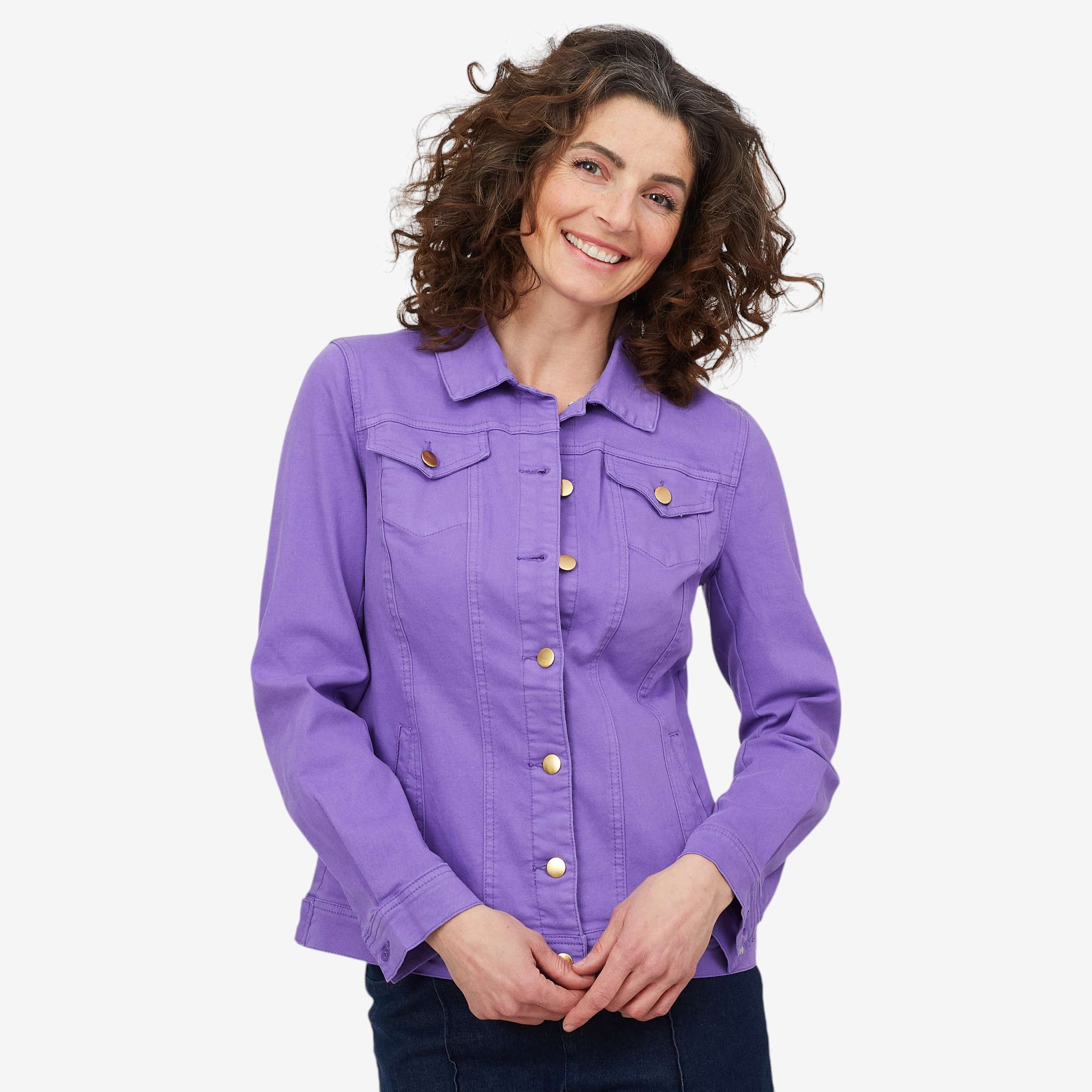 Nina Leonard Button-Up Stretch Denim Jacket - TSC.ca