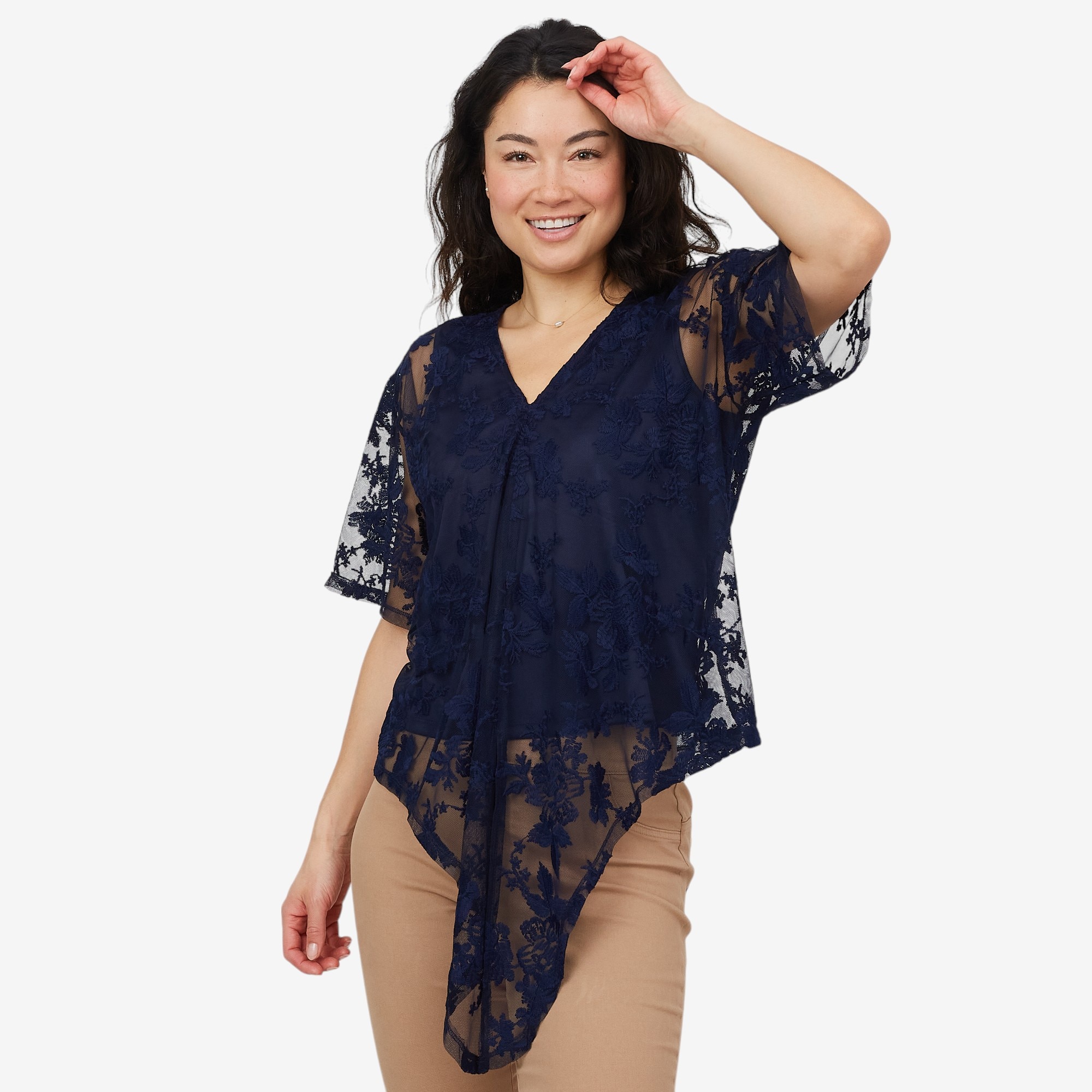 Nina Leonard V Neck 3/4 Sleeve Tie Top - TSC.ca