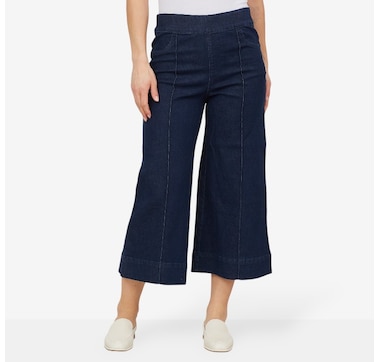 Nina Leonard Elastic Waist Coulotte Denim Pant